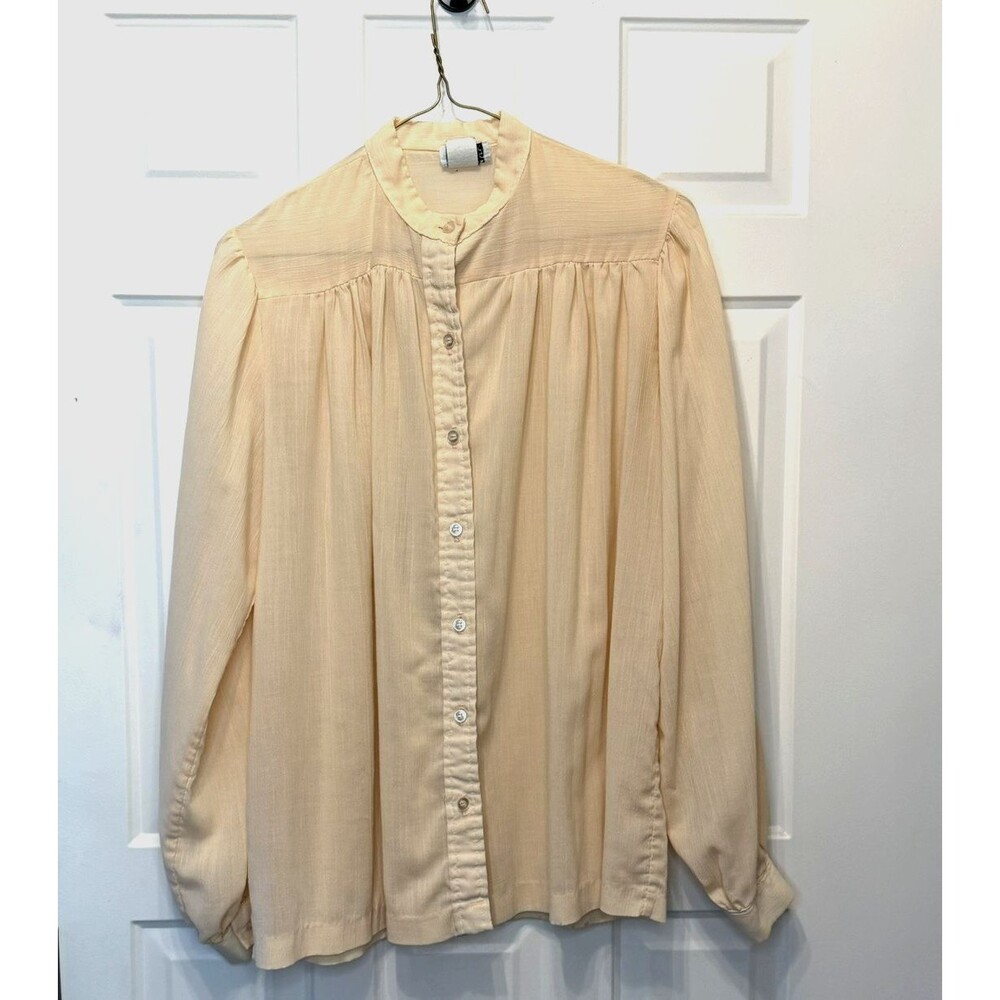 VTG George YAZBEK For Gordon Peter Womens Large Blouse Sheer Beige Peach Color